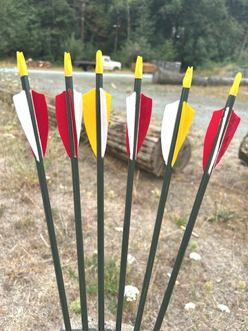 (SALES ITEM) HUNTER RAINBOW UTILITY ARROWS 5/16 30-35# 30" (6 PACK) (HU343)