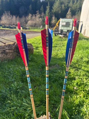 (ARROWS IN STOCK) FANCY ARROWS 11/32 50-55# (ONE DOZEN) (SK24)